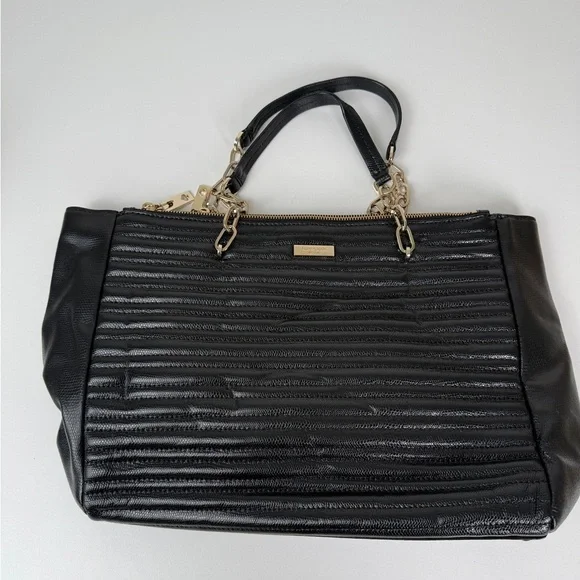 Kate Spade New York Black Textured Tote with Gold Chain - Picture 4 of 10